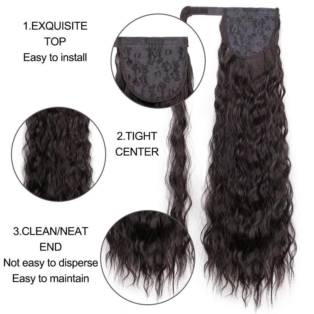 Sidaila 22” Long Curly Ponytail Extension Wrap Around Corn Wavy ...